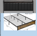 Cocosity Twin Size Metal Platform Bed Frame with 3 Level Adjustable Leather Headboard Offering Comfortable Position for Back