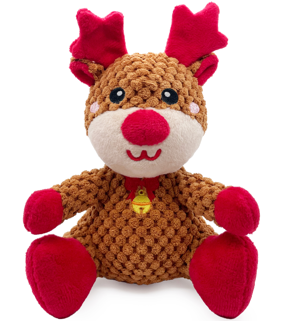 Anyask Plush Dog Squeak Toys for large Small Medium dogs for Aggressive Chewers, Christmas Elk