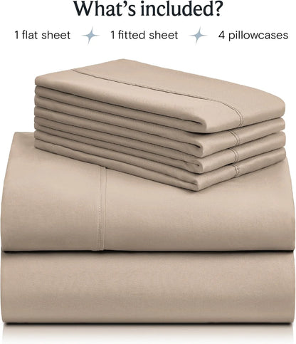 Bed Sheets Set with 6 Pieces，Extra Soft Made from Microfiber Deep Pocket Sheet Set, Twin Brown