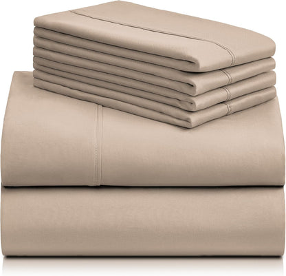 Bed Sheets Set with 6 Pieces，Extra Soft Made from Microfiber Deep Pocket Sheet Set, Twin Brown