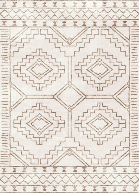 Cocosity 8'x10' Retro Abstract Geometry Indoor Beige Area Rug for Home Office