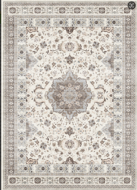 Cocosity 8'x10' Polyester Area Rugs,Vintage Non-Slip Washable Floral Area Rugs for Living Room