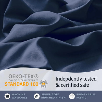 Bed Sheets Set with 6 Pieces，Extra Soft Made from Microfiber Deep Pocket Sheet Set, King Navy