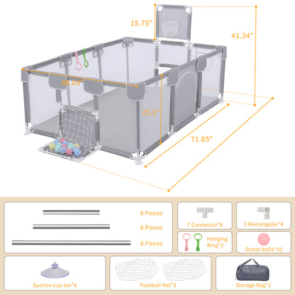 Babies and Toddlers Baby Fence,  Baby Playpen for Indoor & Outdoor with Breathable Mesh Anti-Fall Playpen