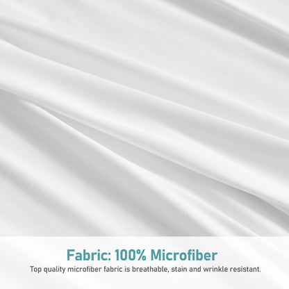 6 Piece Comfort Microfiber Bed Sheets for Queen Size Bedding for Hotel Home Apartment School Bedding White