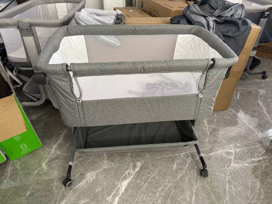 Portable Baby Bedside Sleeper Bassinet with Waterproof Mattress Pad for Infant Newborn up to 12 Month, Gray