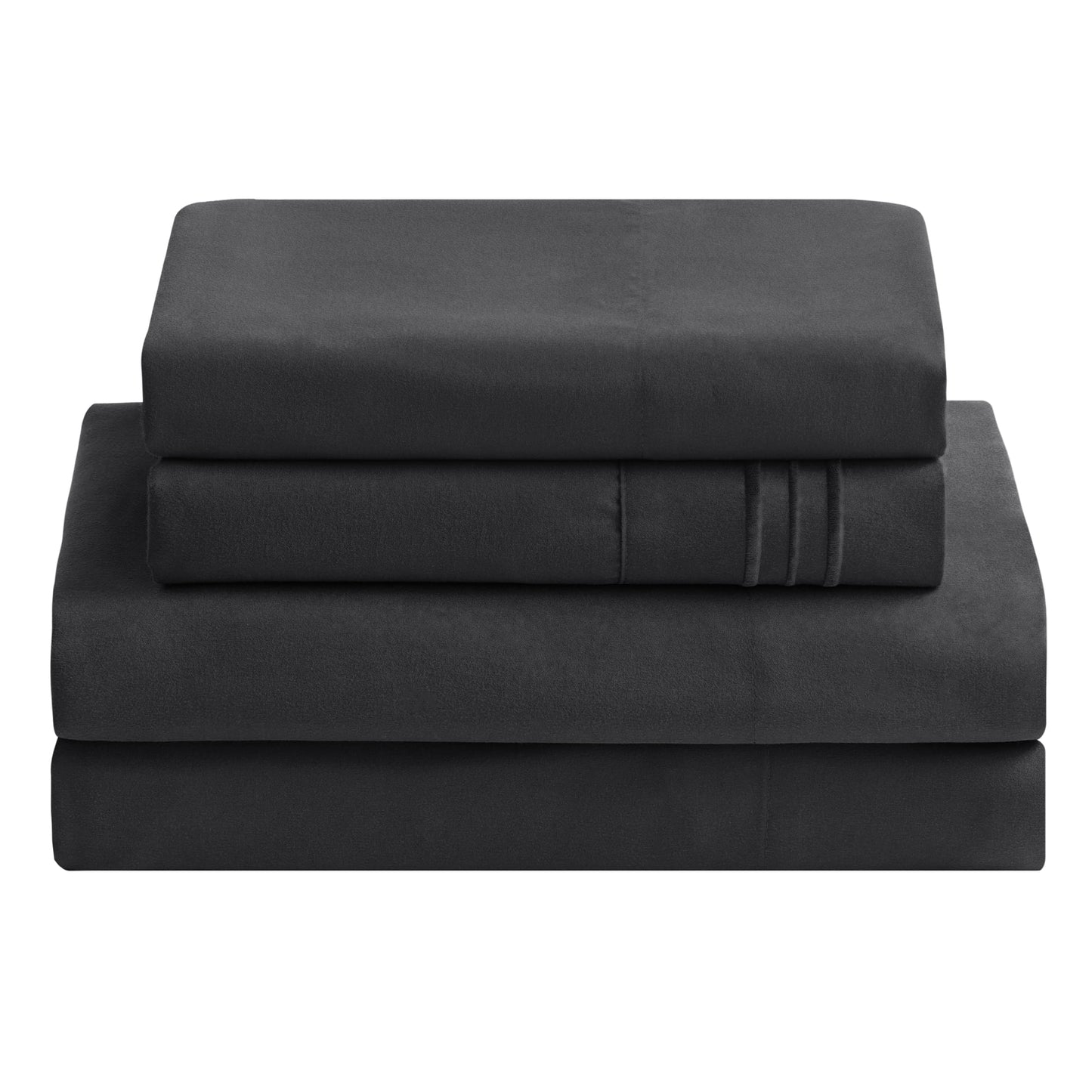 Polyester Microfiber Dark Twin Size 4 Piece Bed Sheets Set with 16-Inch Deep Pockets for Hotel Home Apartment School Bedding